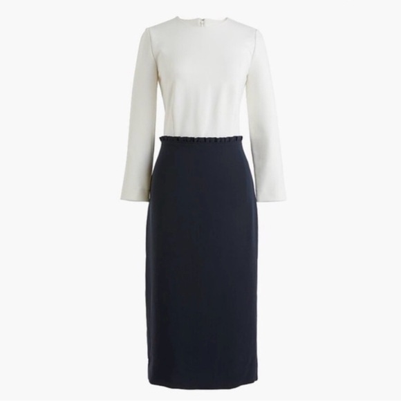 J. Crew Dresses & Skirts - J.Crew 365 Colorblock Sheath Dress Ivory Navy NWT | Size 4T | Midi Work Office